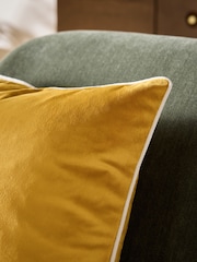 Ochre Yellow 50 x 50cm Matte Velvet Contrast Pipe Cushion - Image 2 of 5