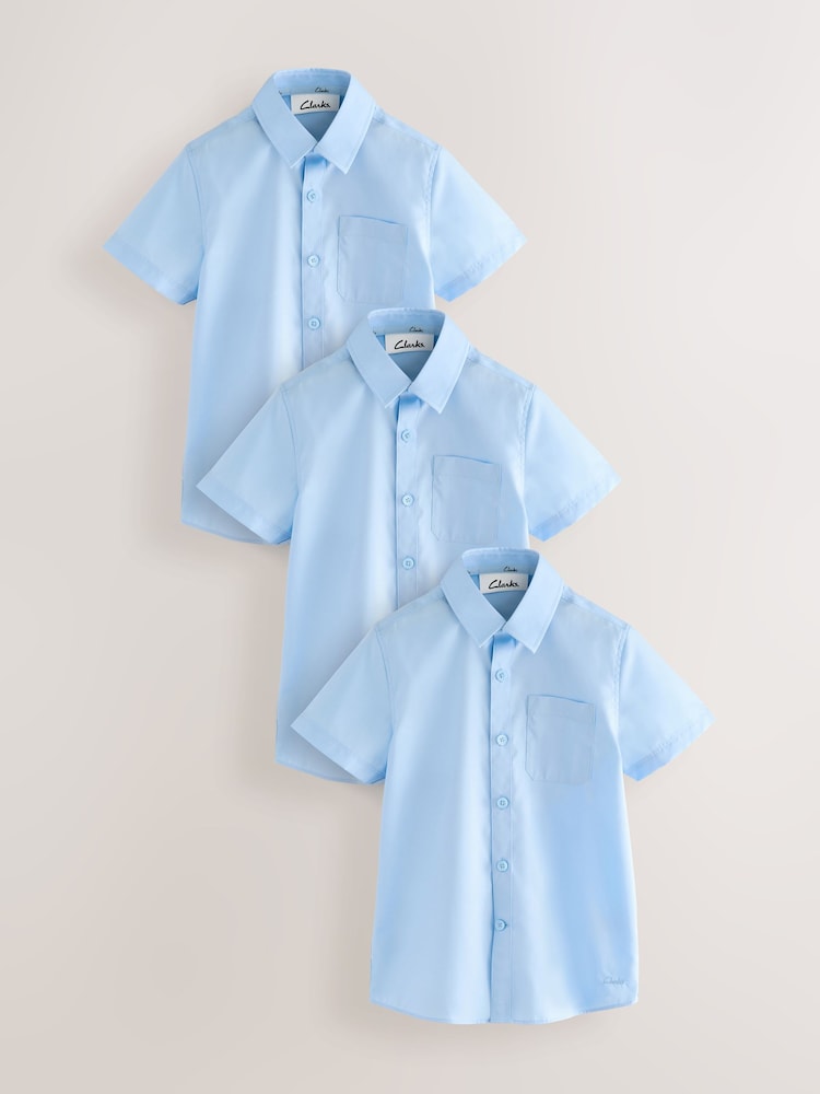 Blau - Clarks Boys Short Sleeve School Shirts 3 Pack - Bild 1 von 8