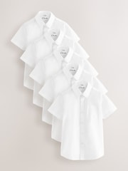 Clarks White Boys Short Sleeve School Shirts 5 Pack - Image 1 of 8