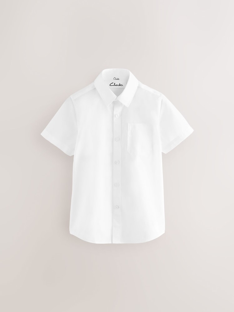 Clarks White Boys Short Sleeve School Shirts 5 Pack - Image 2 of 8 Clarks White Boys Short Sleeve School Shirts 5 Pack - Image 2 of 8