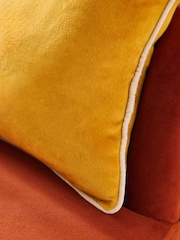 Ochre Yellow 40 x 59cm Matte Velvet Contrast Pipe Cushion - Image 2 of 5