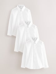 Clarks White Boys Long Sleeve School Shirts 3 Pack - Image 1 of 7