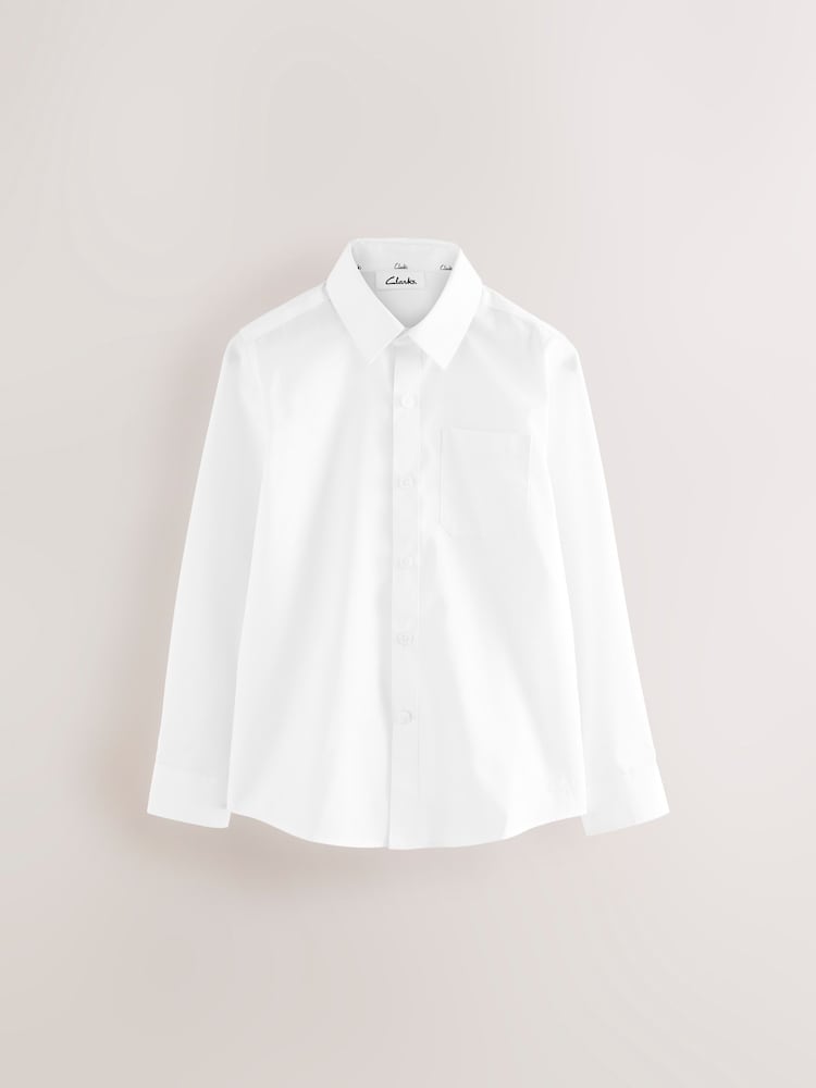 Clarks White Boys Long Sleeve School Shirts 3 Pack - Image 2 of 7