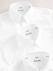 Clarks White Boys Long Sleeve School Shirts 3 Pack - Image 7 of 7