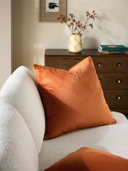 Orange 59 x 59cm Matte Velvet Contrast Pipe Cushion - Image 1 of 5