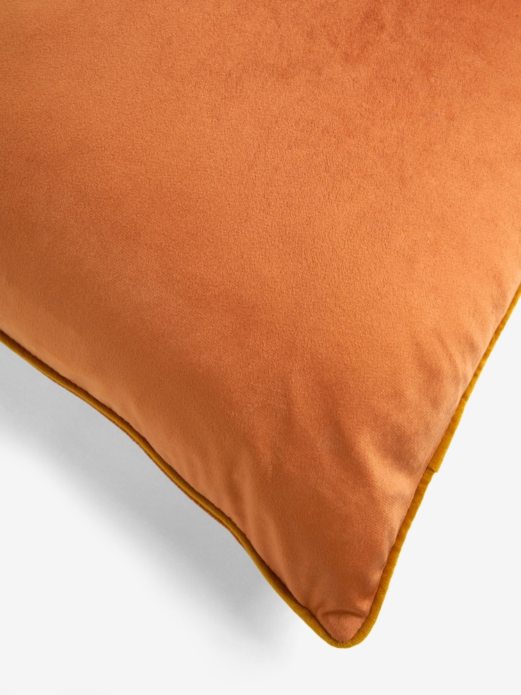 Orange 59 x 59cm Matte Velvet Contrast Pipe Cushion - Image 5 of 5
