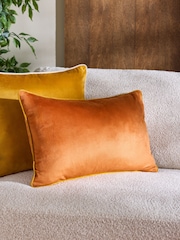 Orange 40 x 59cm Matte Velvet Contrast Pipe Cushion - Image 1 of 5