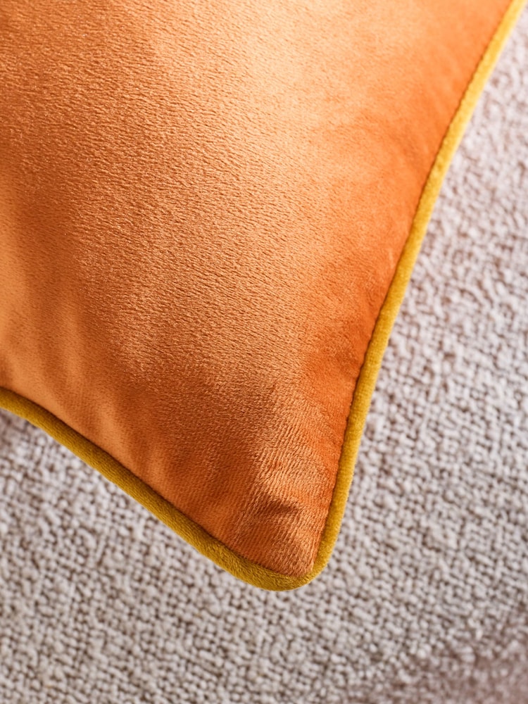 Orange 40 x 59cm Matte Velvet Contrast Pipe Cushion - Image 2 of 5