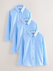 Clarks Blue Boys Long Sleeve School Shirts 3 Pack - Image 1 of 5