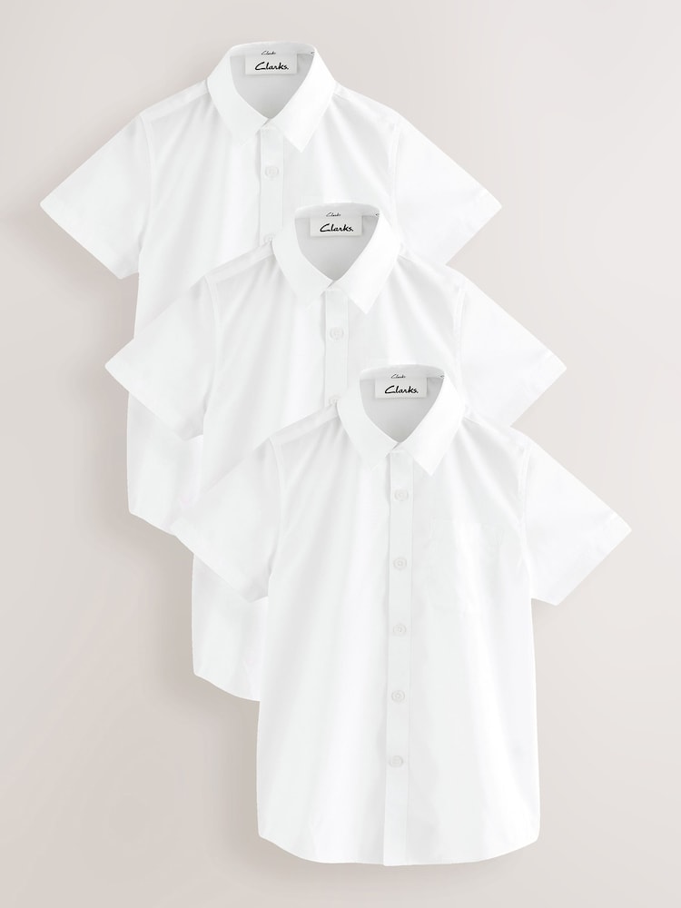 Weiß - Clarks Boys Short Sleeve School Shirts 3 Pack - Bild 1 von 7
