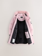 Pink - Clarks Girls Shower Resistant Longline Padded Coat - Bild 12 von 20