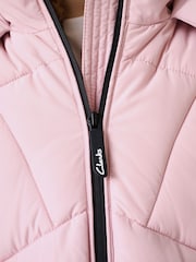 Pink - Clarks Girls Shower Resistant Longline Padded Coat - Bild 20 von 20