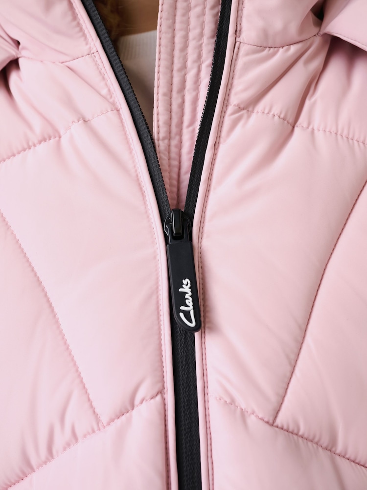 Pink - Clarks Girls Shower Resistant Longline Padded Coat - Bild 20 von 20