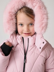 Pink - Clarks Girls Shower Resistant Longline Padded Coat - Bild 4 von 20