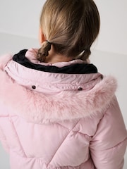 Pink - Clarks Girls Shower Resistant Longline Padded Coat - Bild 6 von 20