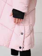 Pink - Clarks Girls Shower Resistant Longline Padded Coat - Bild 7 von 20