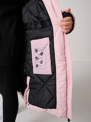 Pink - Clarks Girls Shower Resistant Longline Padded Coat - Bild 8 von 20
