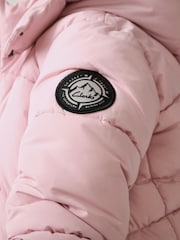 Pink - Clarks Girls Shower Resistant Longline Padded Coat - Bild 9 von 20