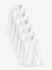 Clarks White Boys Long Sleeve School Shirts 5 Pack - Image 1 of 10
