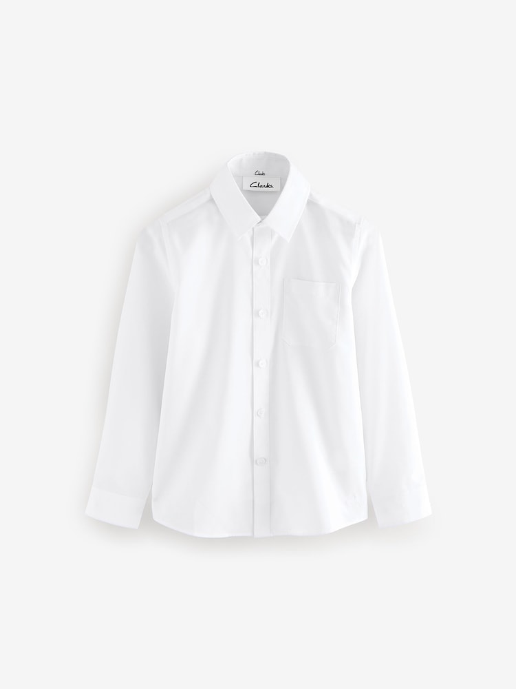 Clarks White Boys Long Sleeve School Shirts 5 Pack - Image 2 of 10