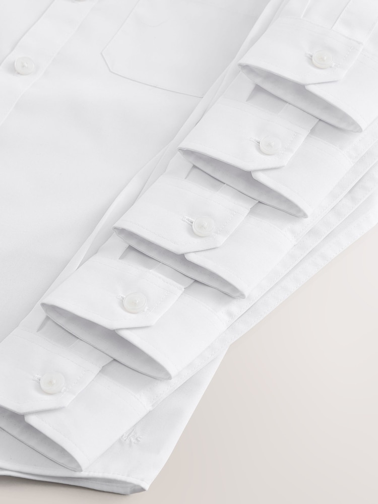 Clarks White Boys Long Sleeve School Shirts 5 Pack - Image 6 of 6
