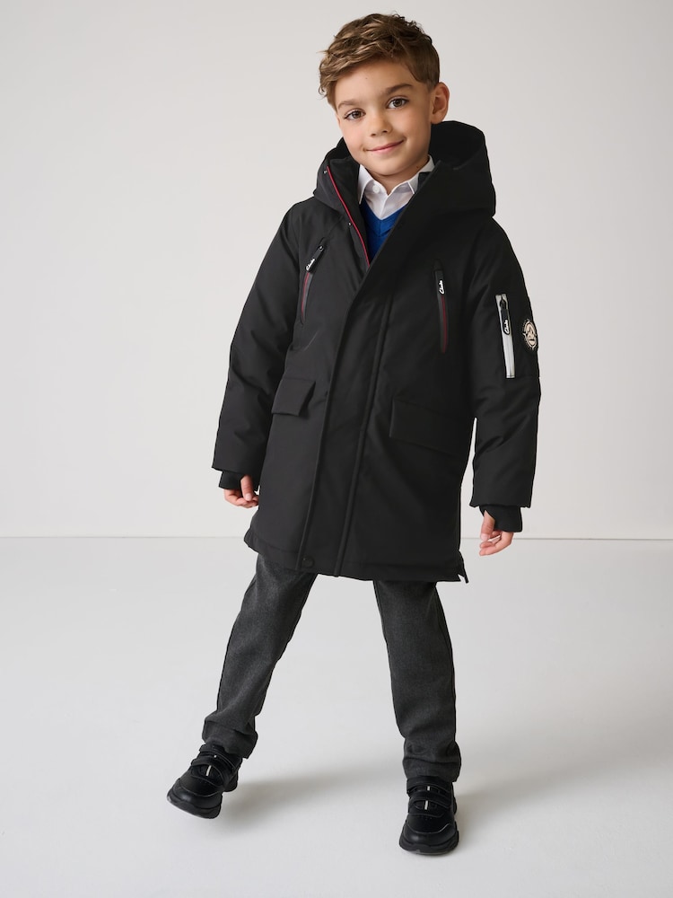 Clarks Black Boys Shower Resistant Padded Tech Coat - Image 1 of 22 Clarks Black Boys Shower Resistant Padded Tech Coat - Image 1 of 22