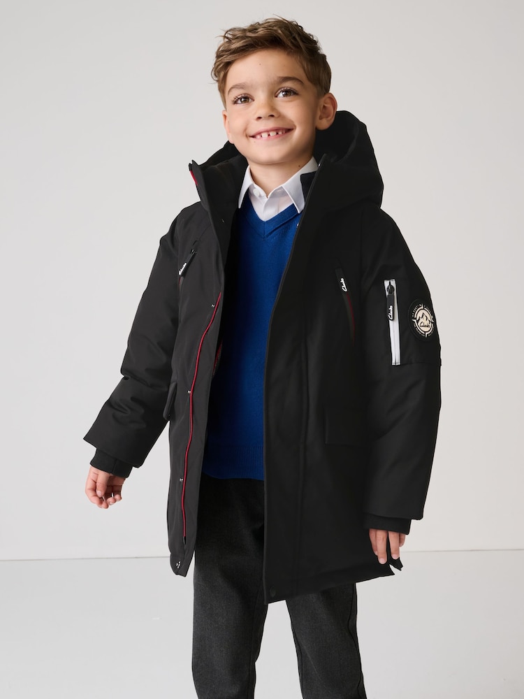 Clarks Black Boys Shower Resistant Padded Tech Coat - Image 2 of 22 Clarks Black Boys Shower Resistant Padded Tech Coat - Image 2 of 22