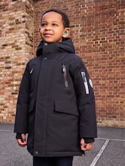 Clarks Black Boys Shower Resistant Padded Tech Coat - Image 5 of 22