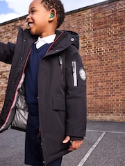 Clarks Black Boys Shower Resistant Padded Tech Coat - Image 6 of 22