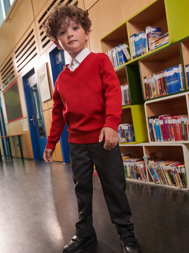 Clarks Red Unisex Knitted School Jumper - Image 1 of 10