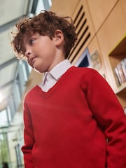 Clarks Red Unisex Knitted School Jumper - Image 5 of 10