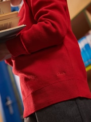 Clarks Red Unisex Knitted School Jumper - Image 7 of 10