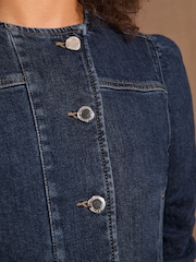 Love & Roses Dark Wash Petite Collarless Puff Sleeve Jacket - Image 3 of 4