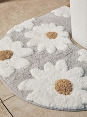 Natural Grey Daisy 100% Cotton Pedestal Mat - Image 2 of 4