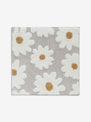 Natural Grey Daisy 100% Cotton Shower Mat - Image 3 of 4