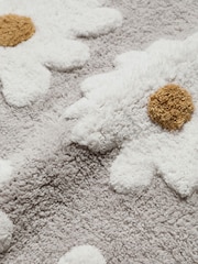 Natural Grey Daisy 100% Cotton Shower Mat - Image 4 of 4
