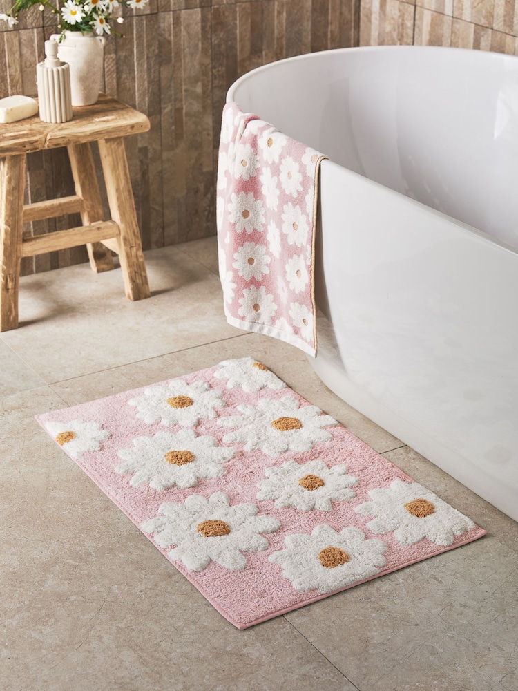 Badematte aus 100 % Baumwolle mit Gänseblümchendesign - Bild 1 von 3 Badematte aus 100 % Baumwolle mit Gänseblümchendesign - Bild 1 von 3