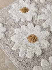 Natural Grey Daisy 100% Cotton Bath Mat - Image 2 of 4