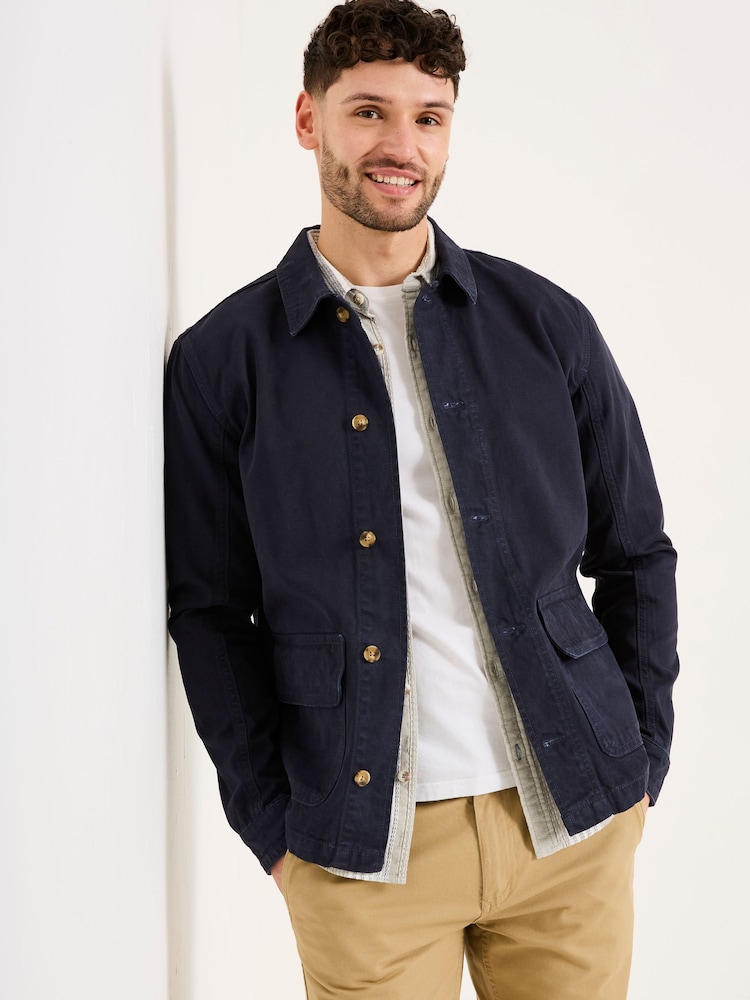 FatFace French Navy Washed Canvas Garment Dye Chore Jacket - Image 1 of 6
