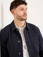 FatFace French Navy Washed Canvas Garment Dye Chore Jacket - Image 4 of 6