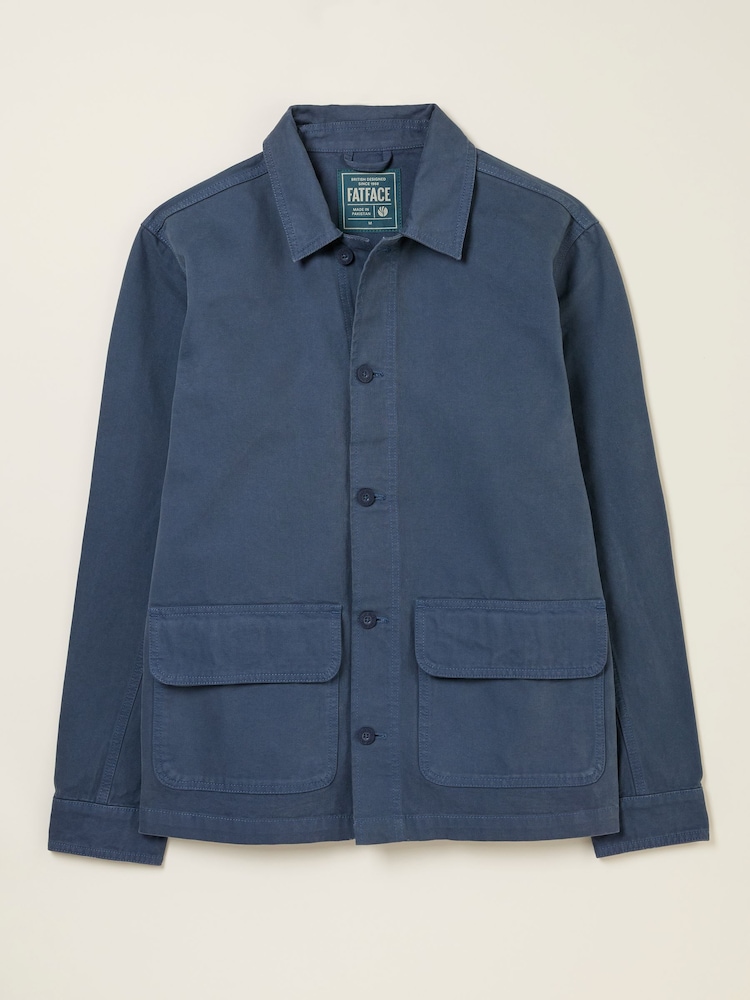 FatFace French Navy Washed Canvas Garment Dye Chore Jacket - Image 5 of 5