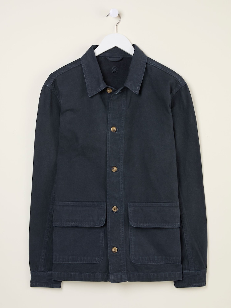 FatFace French Navy Washed Canvas Garment Dye Chore Jacket - Image 6 of 6