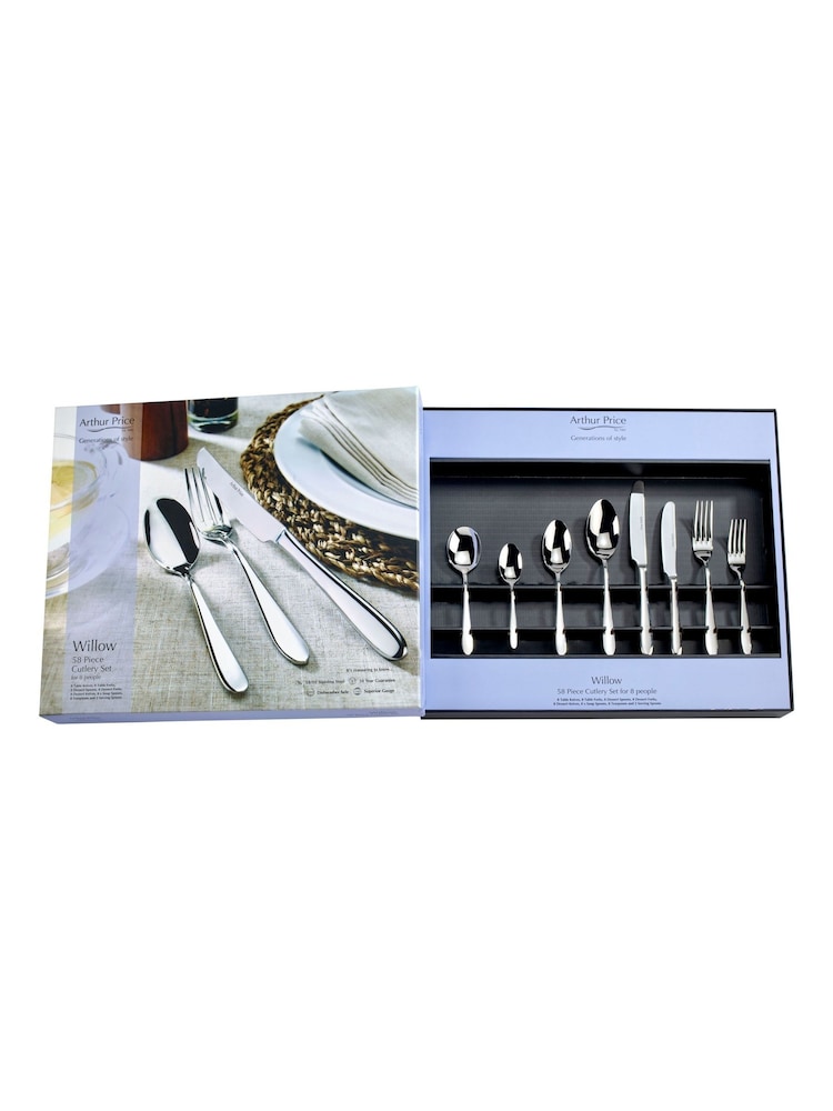 Arthur Price Stainless Steel Willow 58 Piece 8 Person Cutlery Set - Image 2 of 3