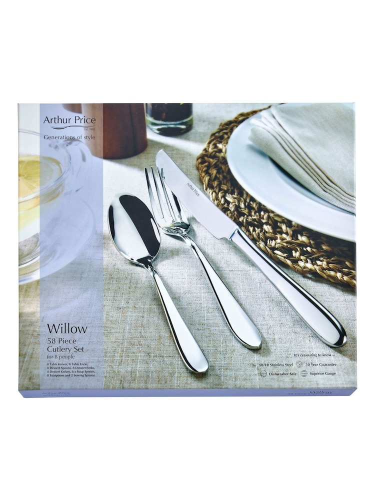 Arthur Price Stainless Steel Willow 58 Piece 8 Person Cutlery Set - Image 3 of 3