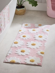 Pink Daisy 100% Cotton Runner Bath Mat - Image 1 of 1