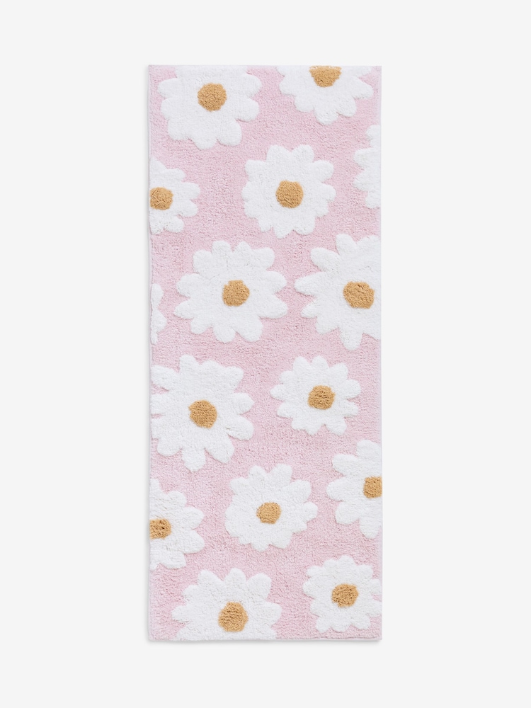 Pink Daisy 100% Cotton Runner Bath Mat - Image 3 of 3 Pink Daisy 100% Cotton Runner Bath Mat - Image 3 of 3