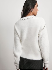 Joanna Hope Pearl Trim White Jumper - Image 2 of 4