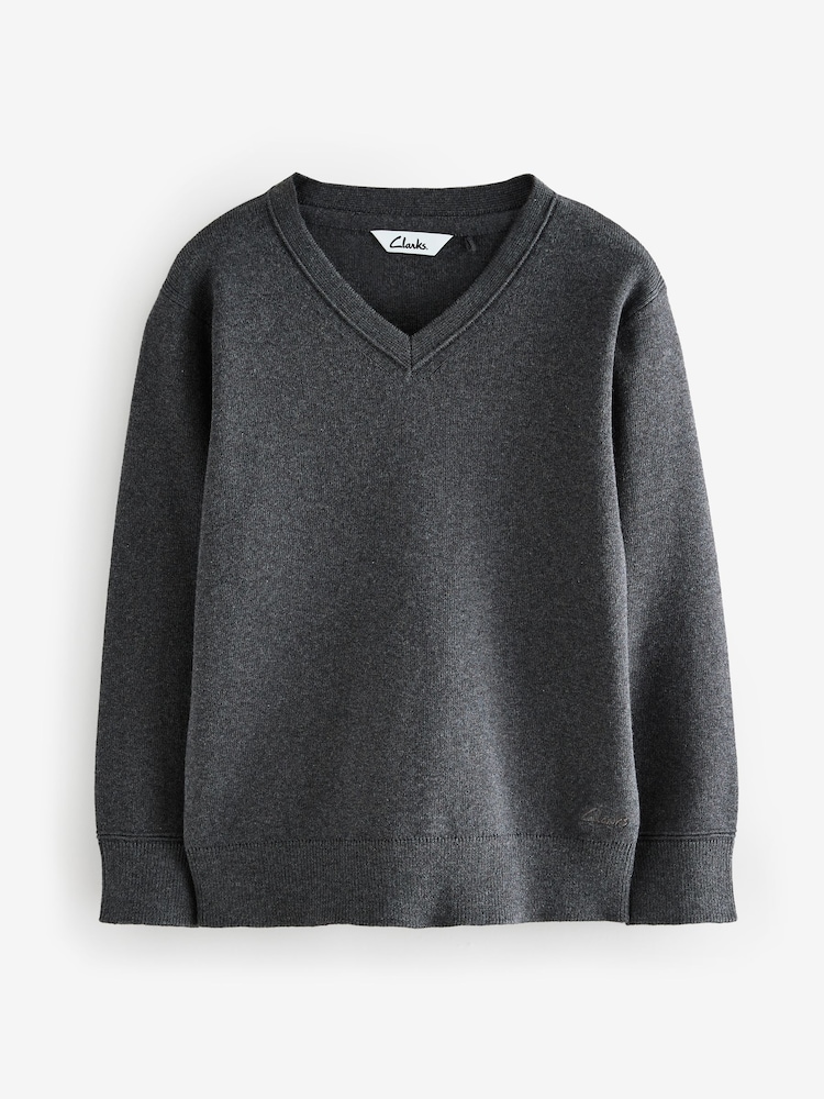 Clarks Grey Unisex Knitted School Jumper - Image 1 of 4