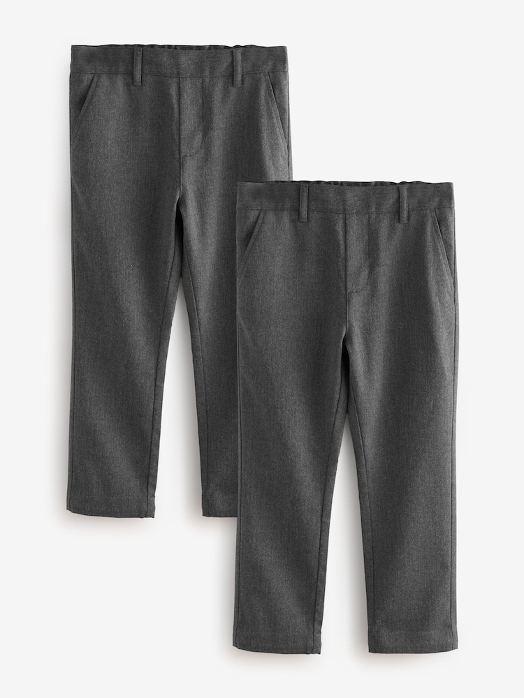 Clarks Grey Boys Pull On Regular Fit Trousers 2 Pack - Image 1 of 7