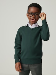 Clarks Green Unisex Knitted School Jumper - Image 1 of 1